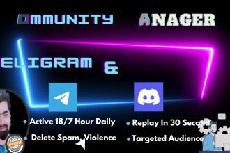 be your telegram community manager, discord moderator, nft crypto moderator