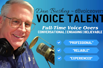 record an engaging pro voice over for video, TV and radio promotions