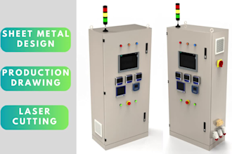 create 3d sheet metal design and 2d dxf file for laser cutting