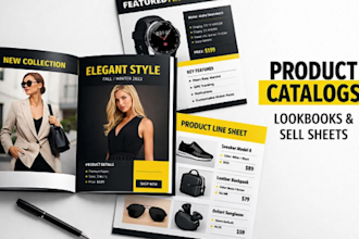 design product catalogue, brochure,lookbook sell sheet, fashion catalog