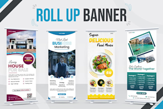 do attractive signage, retractable roll up or pull up banner design