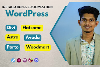install divi, astra, flatsome, avada, porto, and woodmart theme
