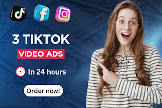 create tik tok video ads, instagram ads ,dropshippig ads with a strong hook