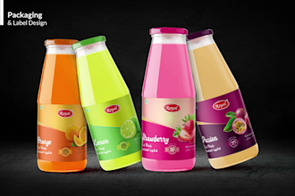 do juice label, energy drink or beverage bottle label design