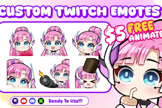 draw twitch emotes, chibi emotes, animated emotes, vtuber for stream