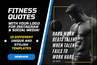 design professional gym motivational quotes, fitness quotes for instagram