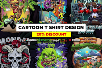 do custom graphic t shirt design cartoon illustration for merchandise