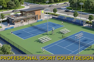 design 3d pickleball, padel, football, tennis court