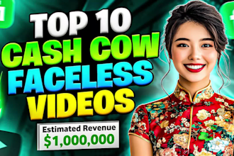 create top 10 cash cow faceless videos and youtube automation