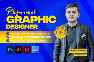 do any graphic design work using adobe photoshop, adobe illustrator or indesign