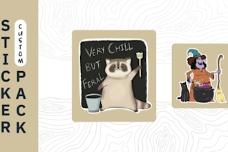 design custom cute sticker packs and digital illustrations