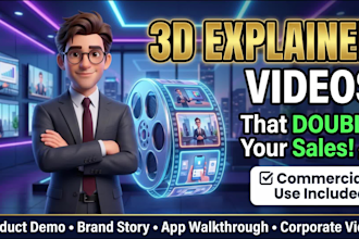 create 3d explainer video, 2d cartoon animation for business