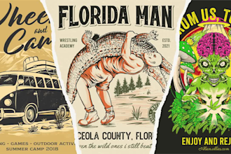 design a retro vintage illustration for t shirt and clothing
