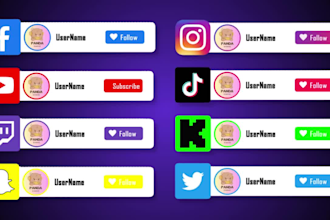 do twitch kick tiktok youtube facebook threads x follow button popup animation