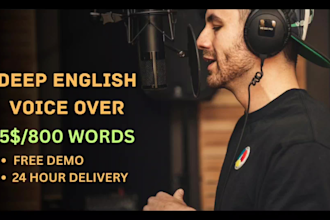 record deep english voice over for youtube videos