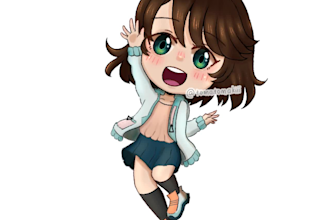 draw real people and your character into cute chibi