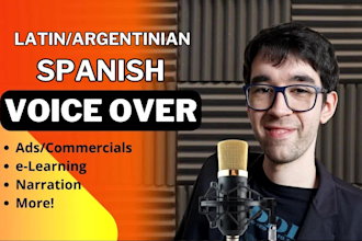 record pro spanish male voice over narration in 24hs