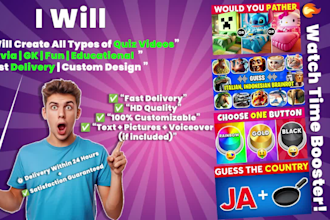 make all types of quiz videos with text and images