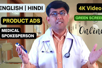 be medical spokesperson, doctor in english with green screen bg in 4k