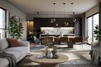 be your home interior decorator, designing stunning spaces, realistic rendering