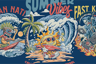 create original custom vintage cartoon illustration for tshirt design