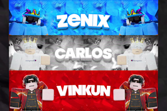 design a roblox gfx banner for your youtube and twitter