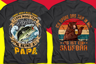 do bulk typography and custom t shirt design for merch by amazon