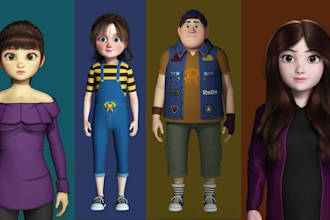 do 3d character modeling stylized and realistic with texturing and rigging
