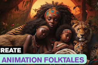 create ai animation story, ai video art, african folktales kids cartoon ai video