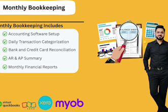 do monthly bookkeeping quickbooks,sage,xero, myob, zoho books