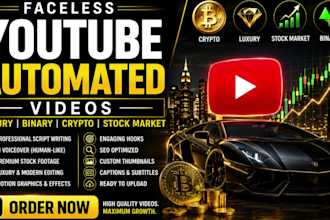 make faceless youtube automated video, luxury binary, crypto stock market video