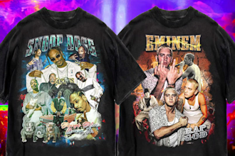 design a vintage 90s bootleg rap tshirt