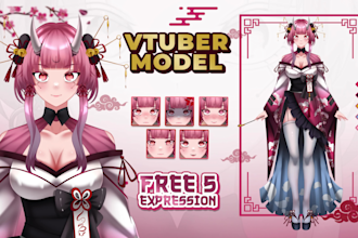 draw live2d art or vtuber model, ready for rigging