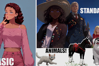 draw anime characters and backgrounds in artistic style