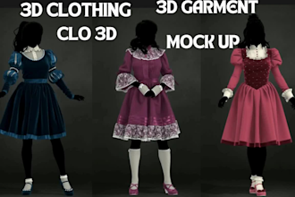make 3d clothing and garment for your product using clo 3d and marvelous designs