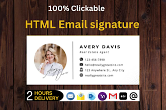 design professional clickable HTML email signature for gmail, outlook, apple