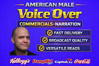 record a deep professional american male voice over for commercials or narration