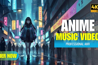 create professional amv 4k anime style music video edit