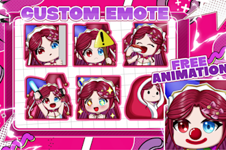 create emotes, chibi emotes, twitch emotes, animated emotes, for vtuber stream