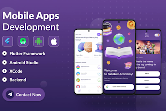 design and develop custom mobile apps in kotlin and flutter for android and ios