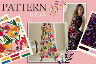 create seamless pattern design, textile prints for fabric