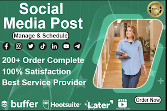 schedule social media postings on all platforms on a weekly or monthly basis