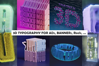 do 3d text animation in 4k for banner,poster, graphic design