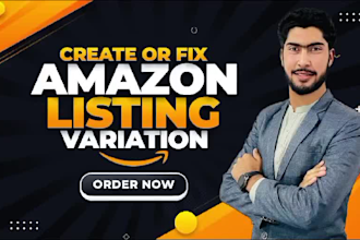 create amazon listing or fix amazon listing errors and variation setup