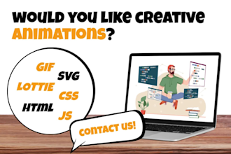 create svg, lottie, gsap, js, HTML, GIF, and CSS animations