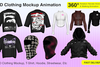 3d clothing mockup animation from your tshirt, hoodie, etc