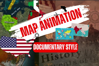 edit 2d,3d map animation and documentary, war style video editing