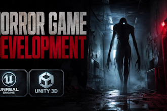 develop horror game in unity or unreal engine, scary game, shooting fps game
