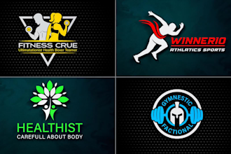 design gym, sports, fitness, health and clothing brand logo in 24hr