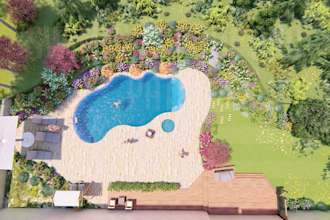 design your garden, backyard, swimming pool, patio, terrace and render images
